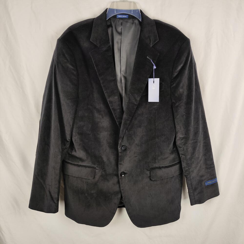 Stafford Sport Coat Mens 44 Regular Black Corduroy Classic Fit Stretch Blazer
